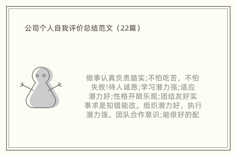 公司个人自我评价总结范文（22篇）