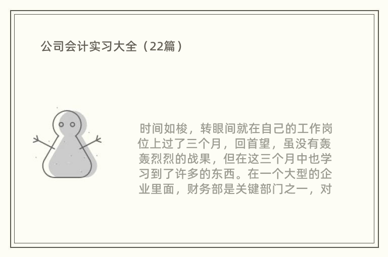 公司会计实习大全（22篇）